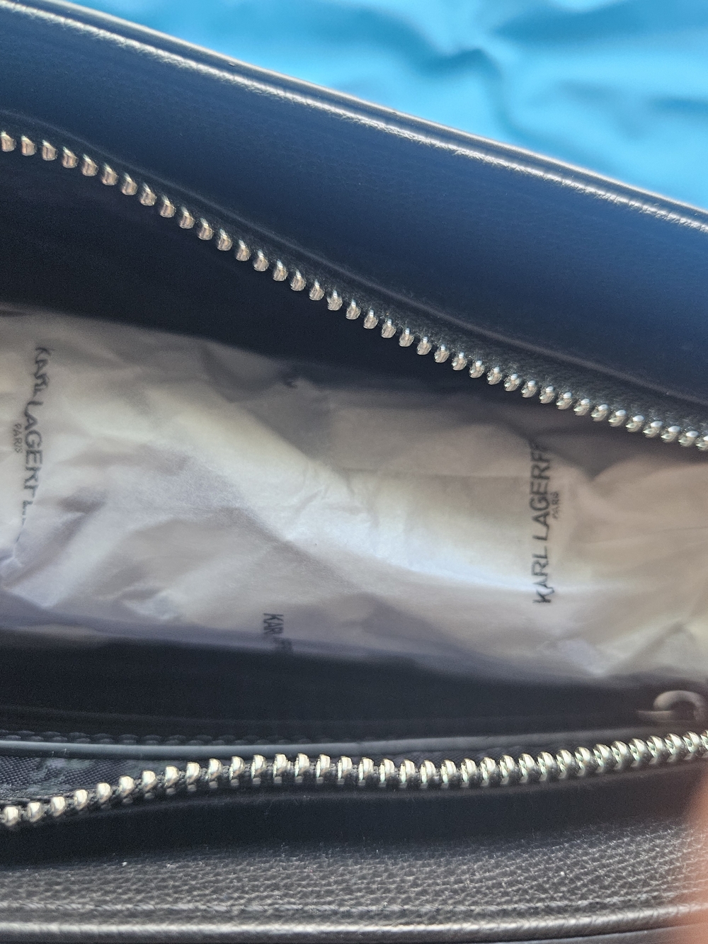 Karl Lagerfeld Black Paris Print Tote with Logo Strap - Picture 3 of 7